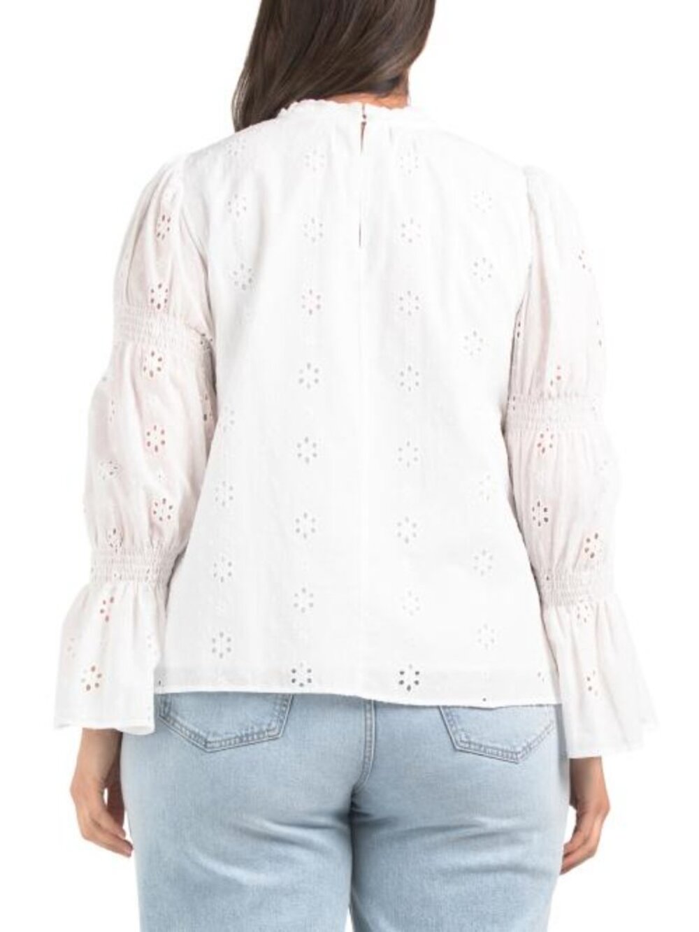 ENDLESS ROSE Plus Embroidered Swiss Dot Ruched Sleeve Top - Picture 2 of 4